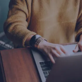 Woman working on laptop