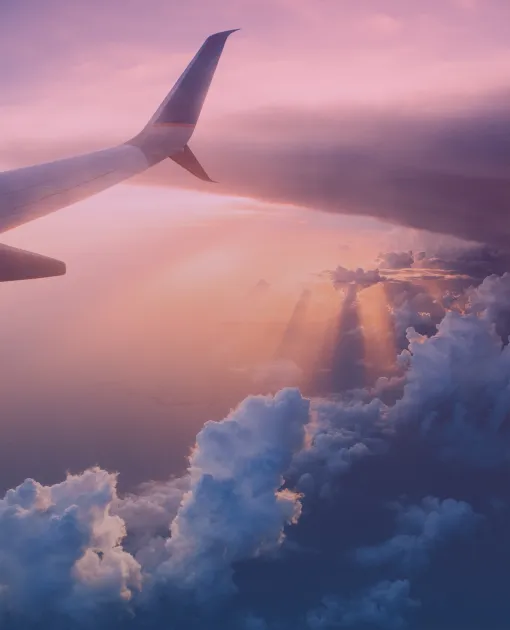 View from the window of a flying plane